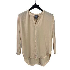Lyssé Beige Long Sleeve Split Neck Blouse Womens Size S New
